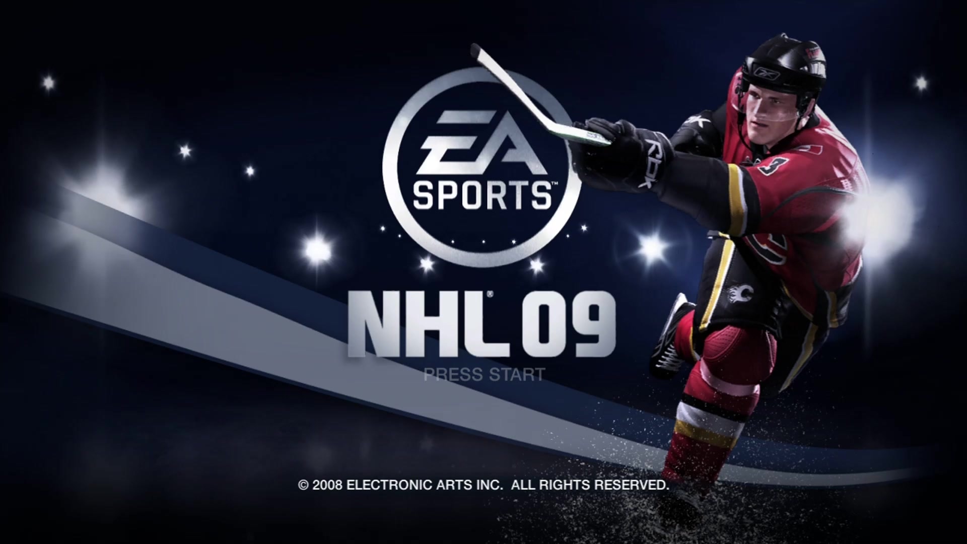 NHL 09 title screen for Xbox 360